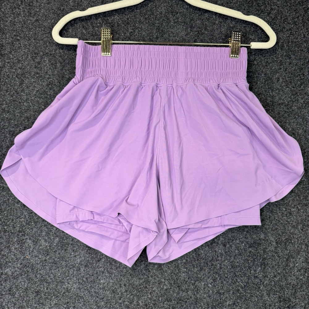 Paragon FeatherKnit Shorts Womens XS Lavender Purple Smocked 2 in 1 Running